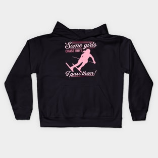 Some Girls Chase Boys I Pass Them Winter Skiing graphic Kids Hoodie